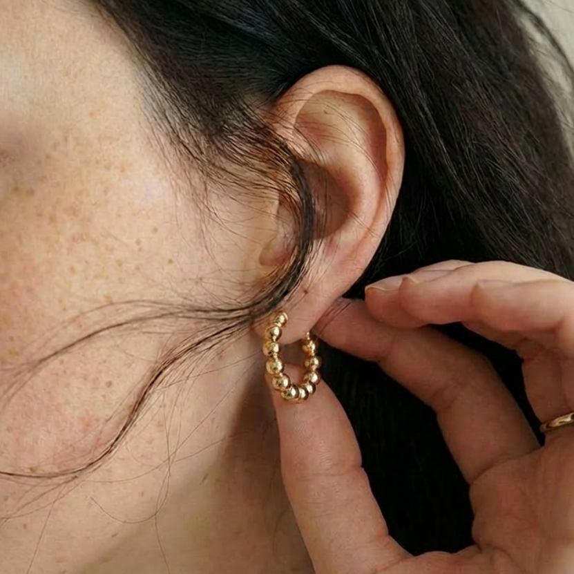 beaded gold earring