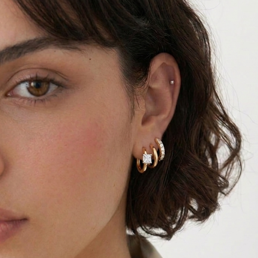 gold stud hoop earring