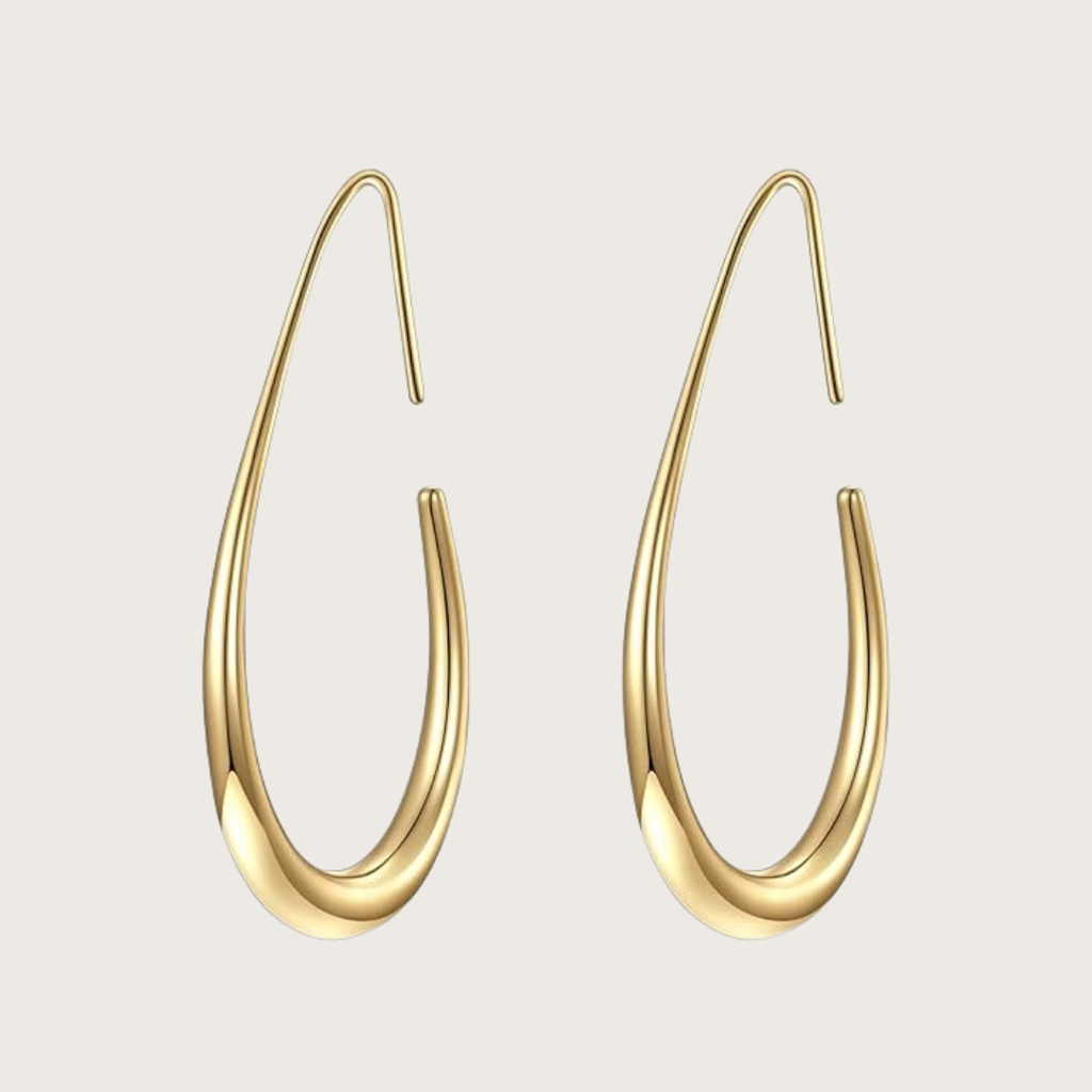 Oval Teardrop Hoop Earrings (Gold/ Silver)