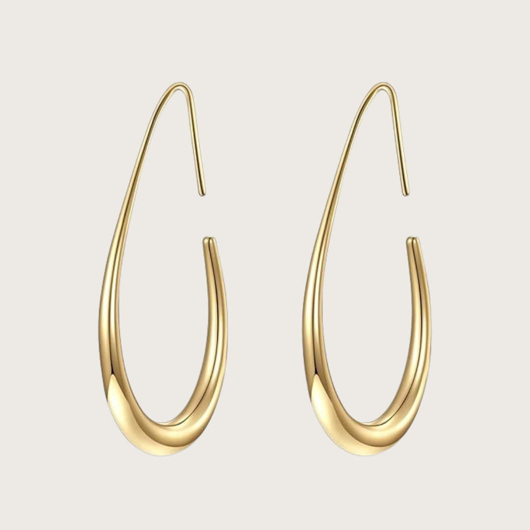 Oval Teardrop Hoop Earrings (Gold/ Silver)