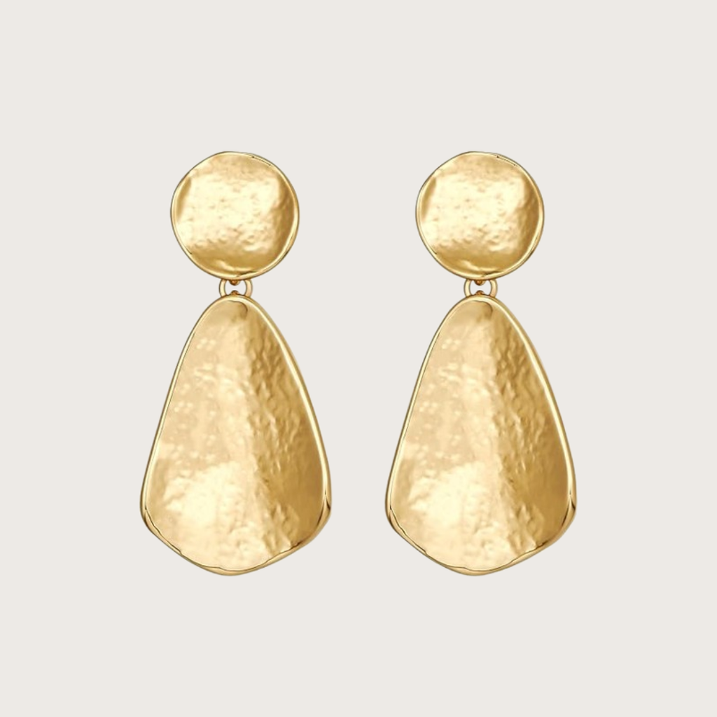Geometric Chunky Gold Teardrop Dangle Earrings