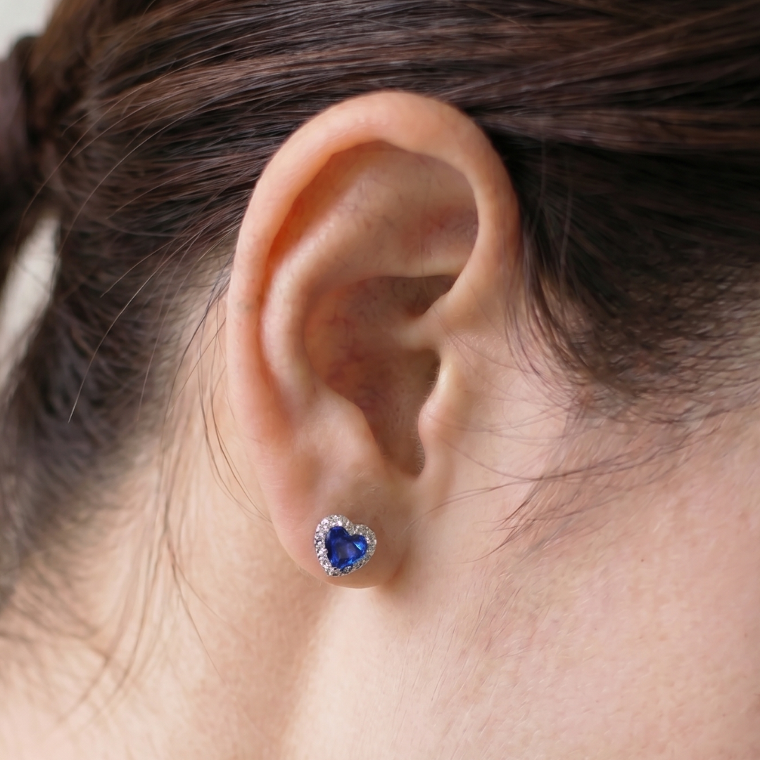 Heart Birthstone Stud Earrings (12 Birthstone Colors) – 925 Sterling Silver