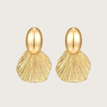 Chunky Gold Fan Shell Statement Dangle Earrings
