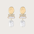 Gold Baroque Pearl Dangle Earrings