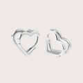 Double Heart Huggie  Hoop Earrings (2 Color)
