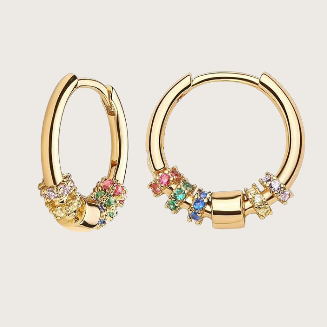Rainbow Gold Pavé Huggie Hoop Earrings