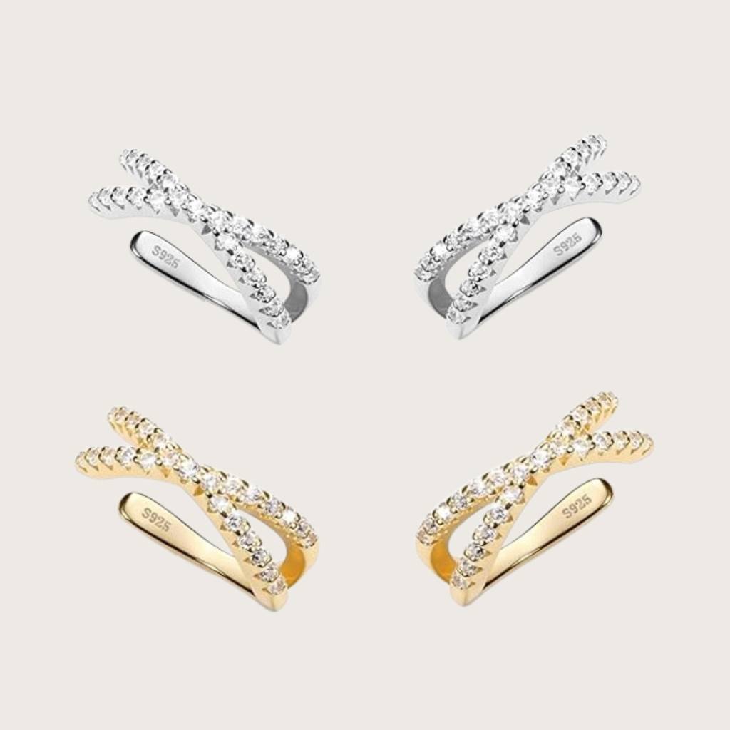 Four gold and silver earring ear cuff