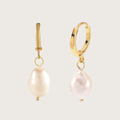 Gold hoop earrings with  pearls 