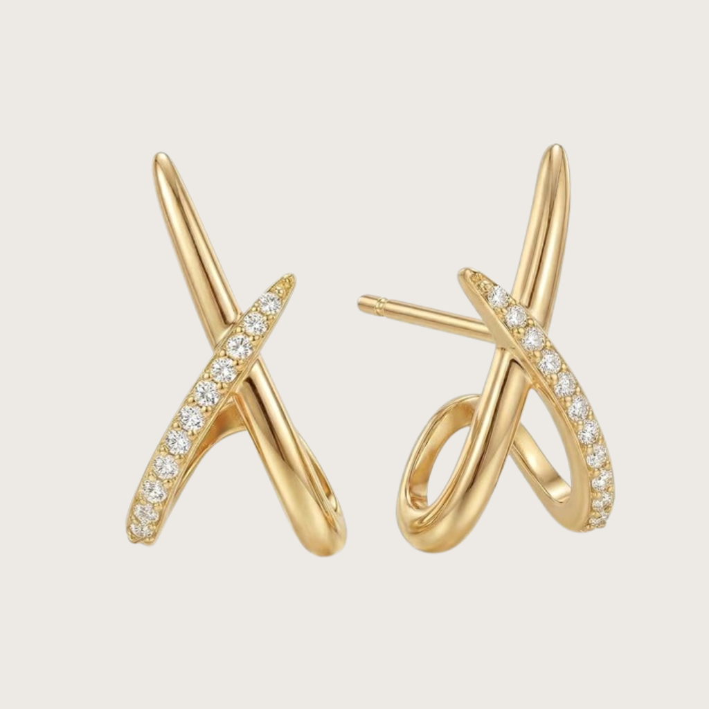 cross stud earring gold