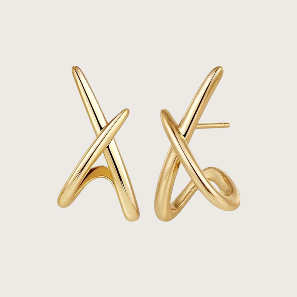 cross stud earring gold