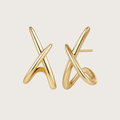 cross stud earring gold