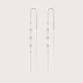 Linear CZ Dangle Drop Threader Earrings