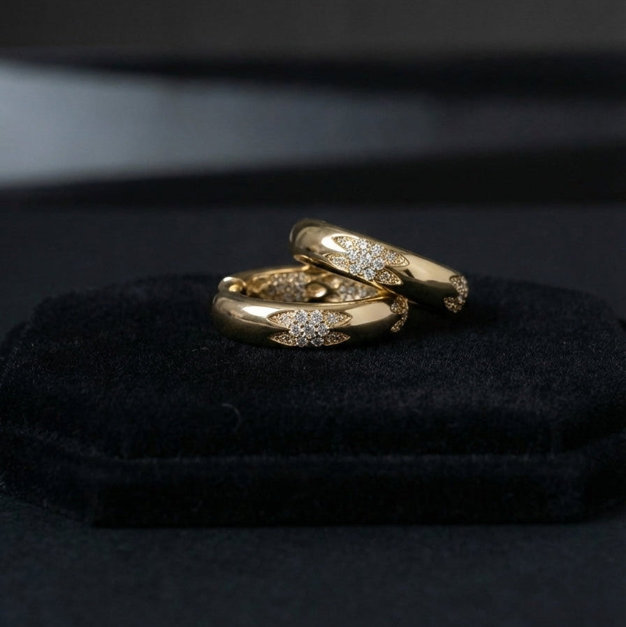 gold hoop earring flower