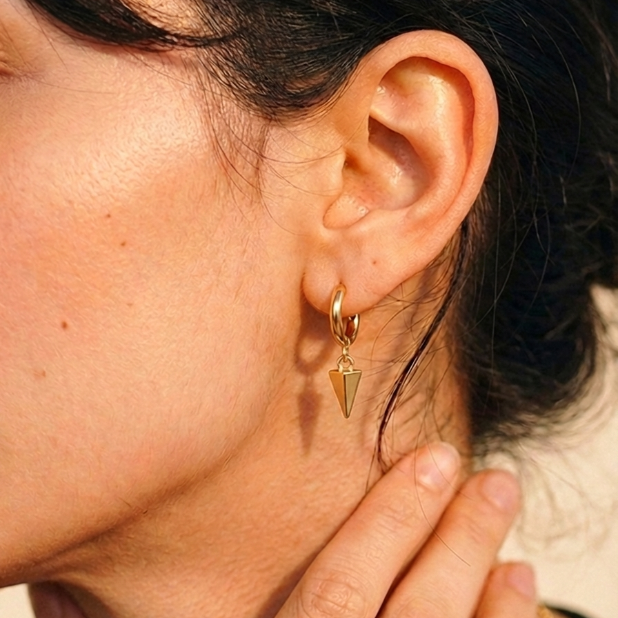 Veyra Triangle Spike Dangle Hoop Earring