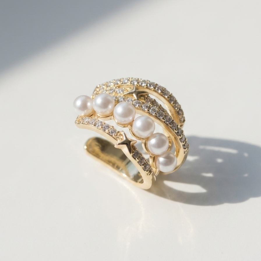 pearl pave ear cuff