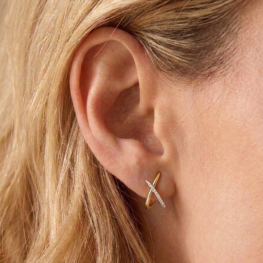 cross pave earring